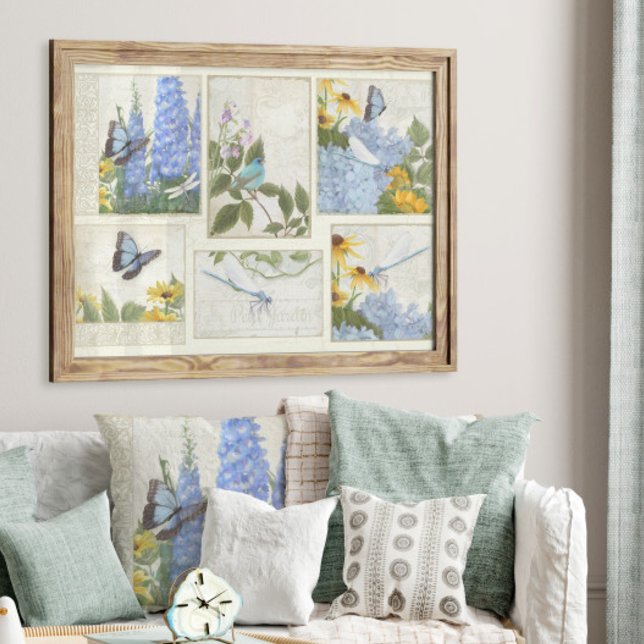 Blue Flowers Sunflowers Dragonfly Craft Decoupage Tissue Paper (Creator Uploaded)