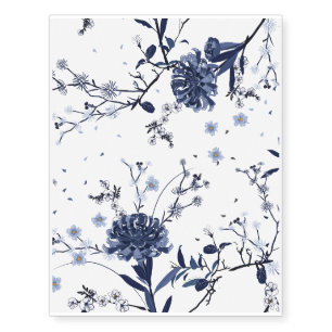 Blue flowers temporary tattoos