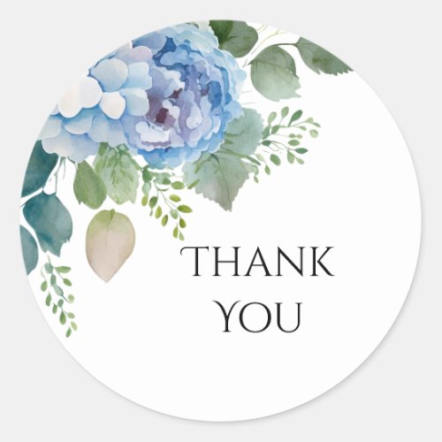 Blue Flowers Thank You Sticker Thank You Label