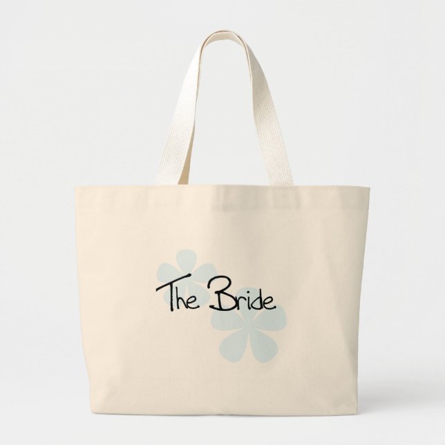 Blue Flowers The Bride Large Tote Bag (Front)