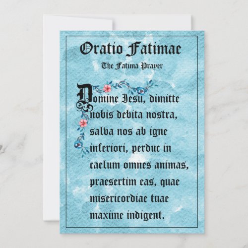 Blue Flowers The Fatima Prayer in Latin