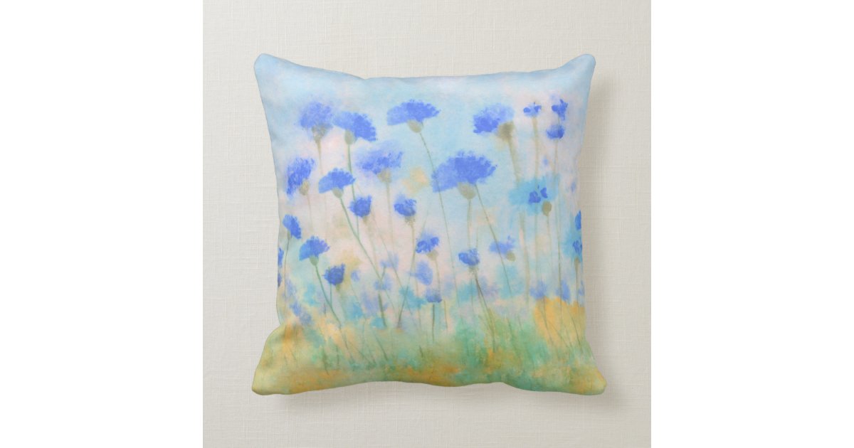 Blue Flowers Throw Pillow | Zazzle.com