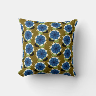 Blue flowers throw pillow