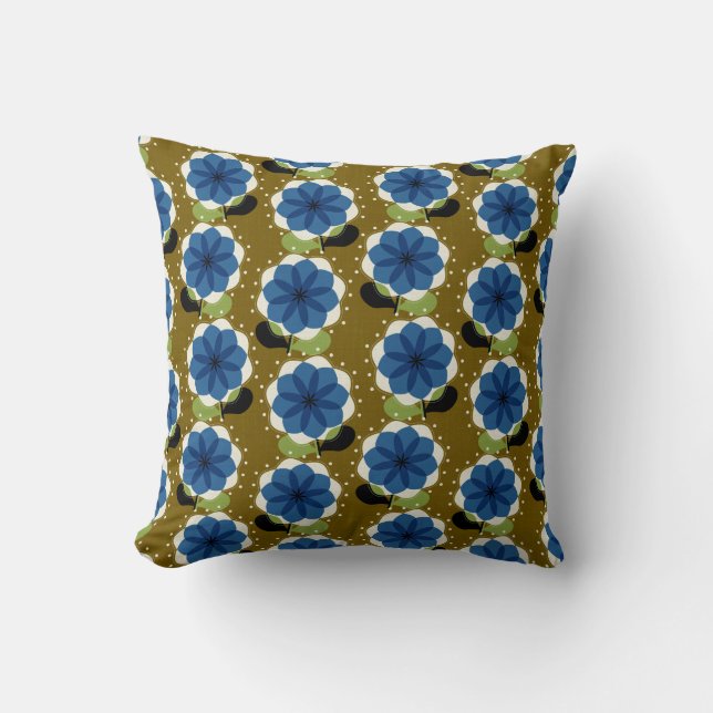 Blue flowers throw pillow (Front)