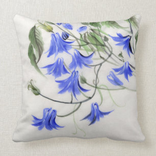 Blue Flowers Throw Pillow