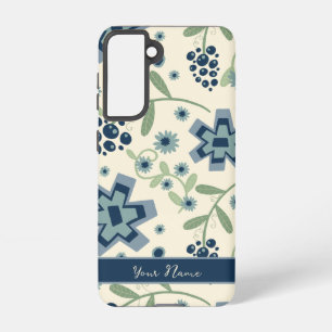 Blue Flowers Trendy Personalized Cute Fun Samsung Galaxy S21 Case