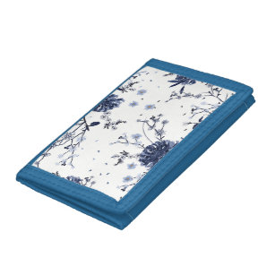 Blue flowers trifold wallet