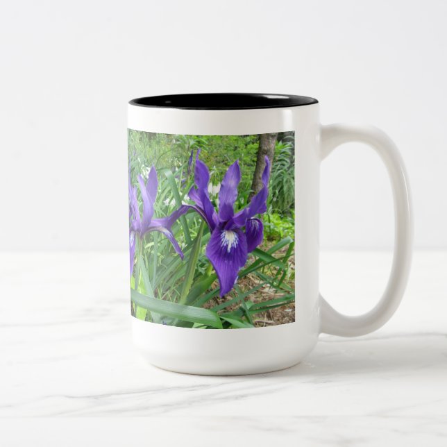 Blue Flowers Two-Tone Coffee Mug (Right)