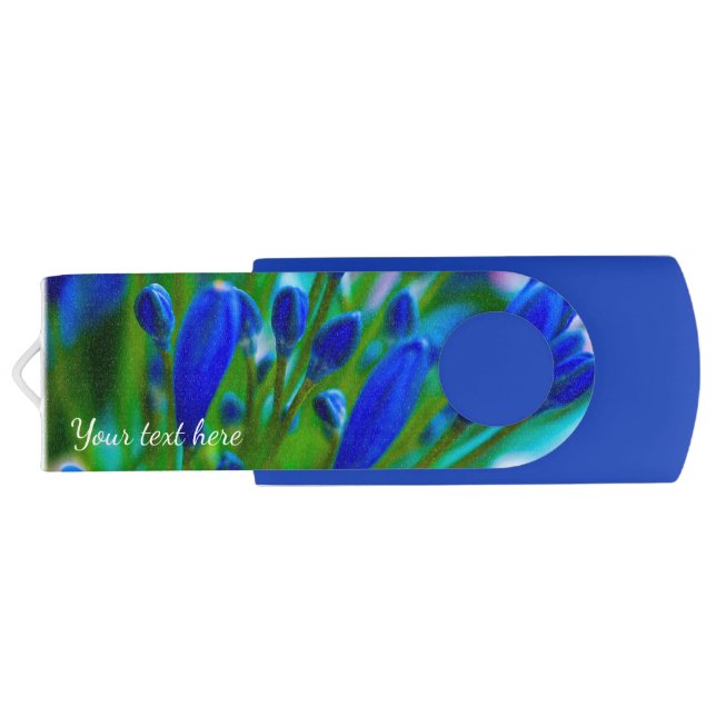 Blue flowers USB swivel flash drive 8GB (Back)