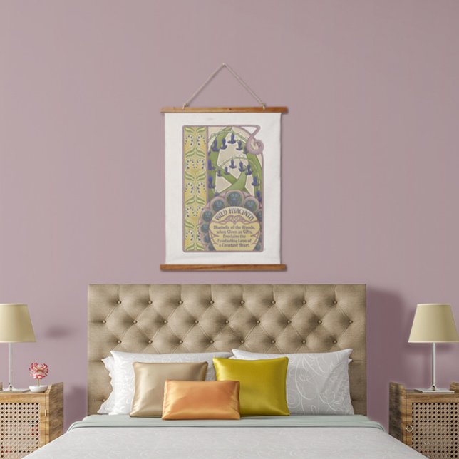 Blue Flowers Vintage Art Nouveau Style Hanging Tapestry (Creator Uploaded)