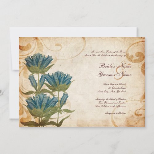 Blue Flowers Vintage Wedding Invitations