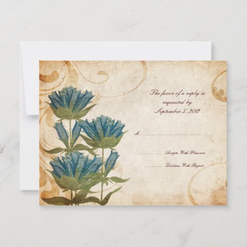 Blue Flowers Vintage Wedding RSVP