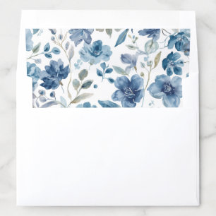 Blue Flowers Watercolor Botanical Floral Envelope Liner