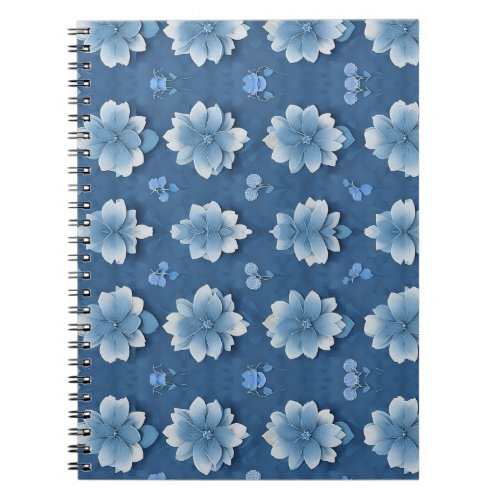 Blue Flowers Watercolor Floral  Notebook