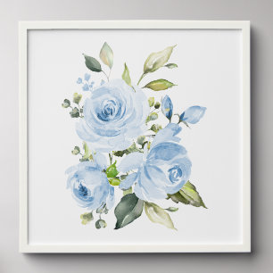 Blue Flowers, Watercolor Flowers, Boy Nursery Peel And Stick Photo Tile