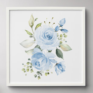 Blue Flowers, Watercolor Flowers, Boy Nursery Peel And Stick Photo Tile