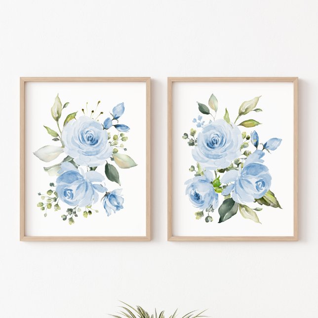 Blue Flowers, Watercolor Flowers, Boy Nursery Wall Art Sets (Creator Uploaded)