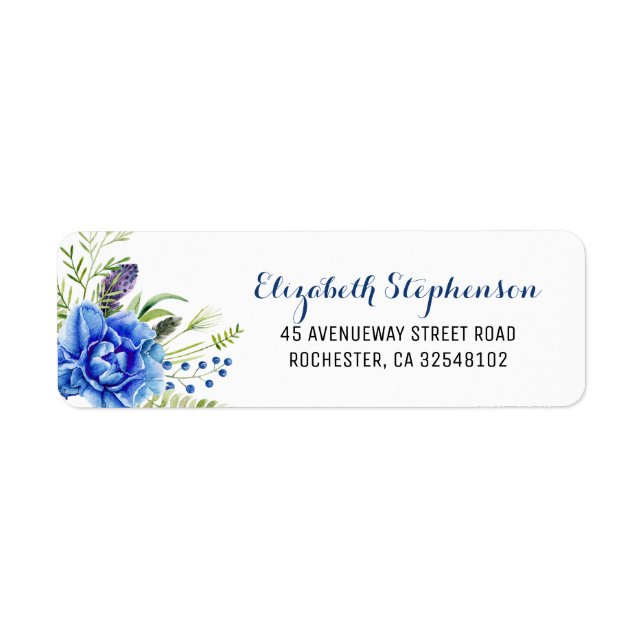 Blue Flowers Watercolor Label (Front)