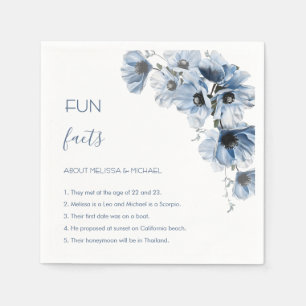 Blue Flowers Wedding Fun Facts Napkins