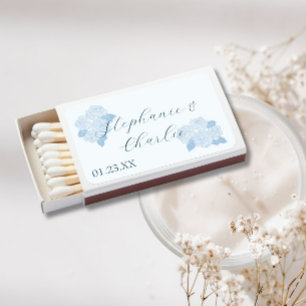 blue flowers wedding matchboxes