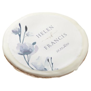 Blue Flowers Wedding Sugar Cookie by amoredesign at Zazzle