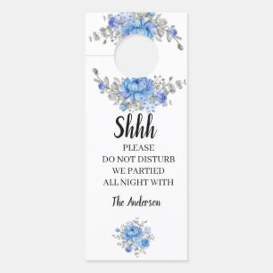 Blue Flowers Wedding Welcome Door Hanger