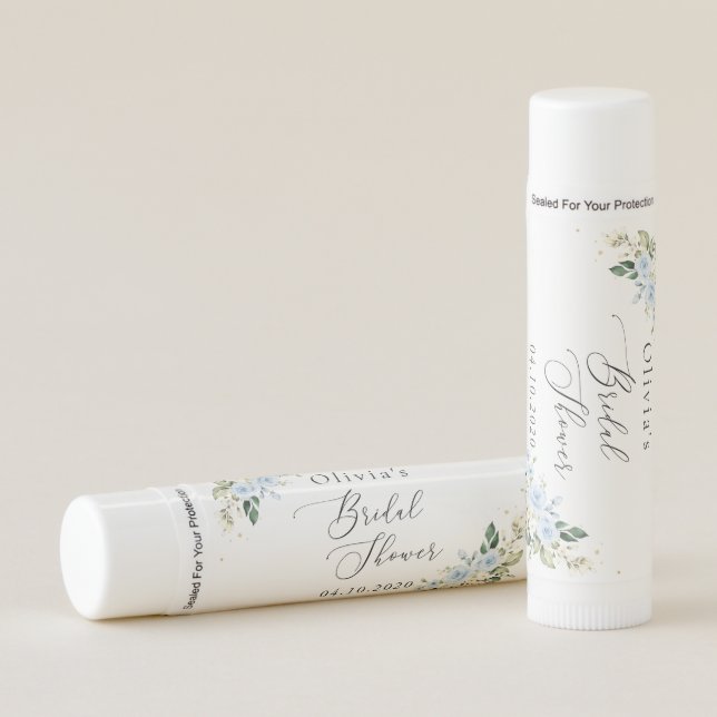 Blue Flowers, White Flowers, Boho, Bridal Shower Lip Balm (Front)