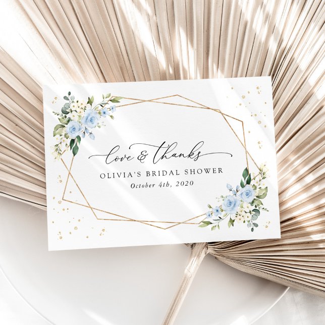 Blue Flowers, White Flowers, Boho, Bridal Shower Thank You Card (Creator Uploaded)