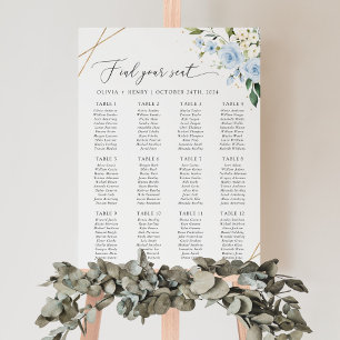 Blue Flowers, White Flowers, Boho, Seating Chart