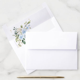 Blue Flowers, White Flowers, Greenery, Birthday Envelope Liner