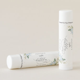 Blue Flowers, White Flowers, Greenery, Birthday Lip Balm