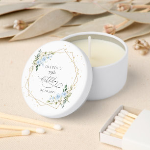 Blue Flowers, White Flowers, Greenery, Birthday Mini Candle Favors