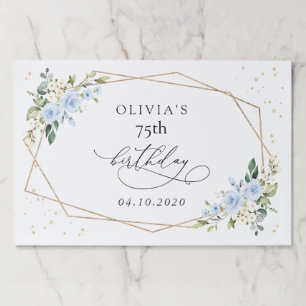 Blue Flowers, White Flowers, Greenery, Birthday Paper Pad