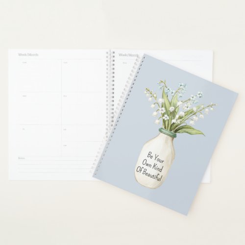 Blue Flowers White Vase Planner