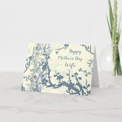 Blue Flowers Wife Happy Mothers Day Card