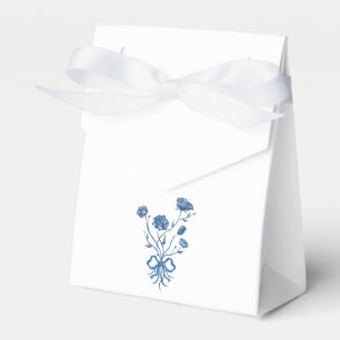 Blue Flowers With Bow  Favor Boxes