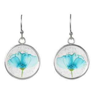 Blue Flowers With Flecks Earrings