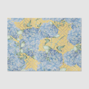 Blue Flowers with Yellow Background Tissue Paper