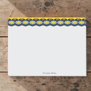 Blue Flowers With Yellow & Black Trim Post-it Notes