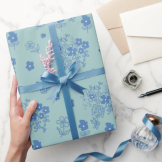 Blue flowers wrapping paper