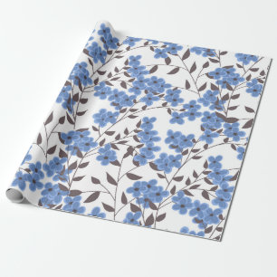 Blue flowers wrapping paper