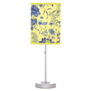 Blue Flowers Yellow Table Lamp Lampshade