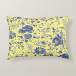 Blue Flowers Yellow Throw Pillow