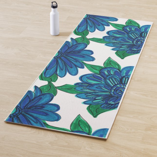 Blue Flowers Yoga Mat (In Situ)