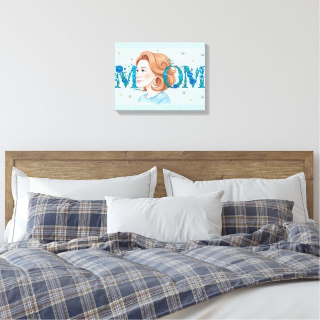 Blue Flowery Mom Canvas Print (Insitu(Bedroom))