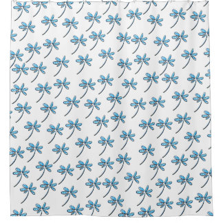 blue flowery shower curtain