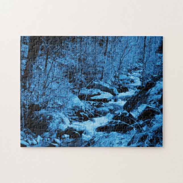 Blue Flowing Brook Abstract Fantasy Art Jigsaw Puzzle (Horizontal)