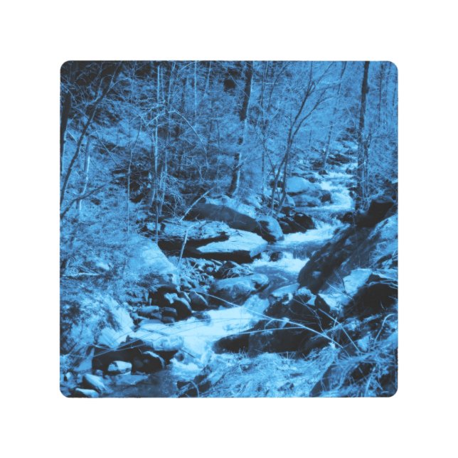 Blue Flowing Brook Fantasy Art Metal Print (Front)
