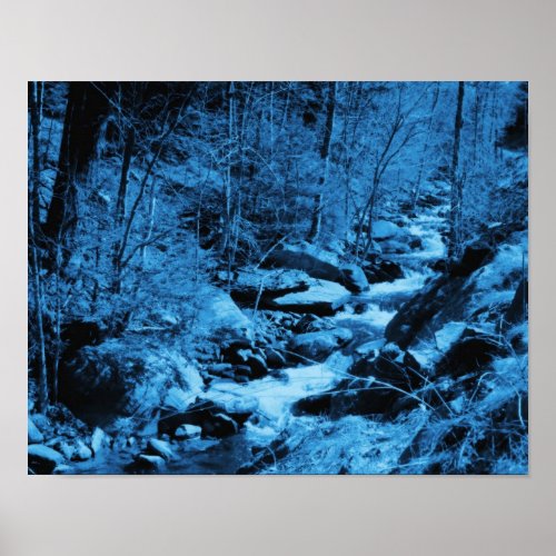 Blue Flowing Brook Fantasy Art Poster