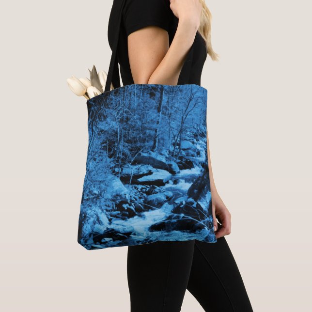 Blue Flowing Brook Fantasy Nature Art  Tote Bag (Close Up)